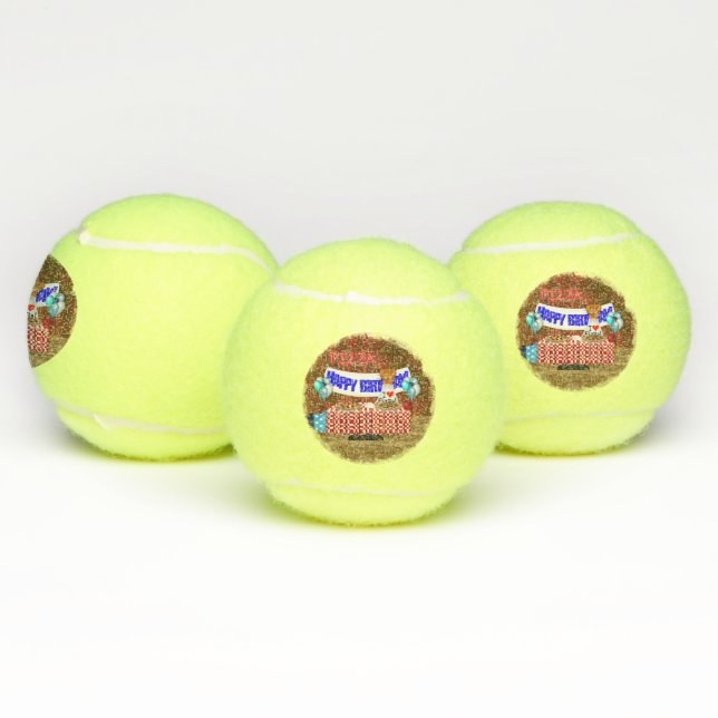Oliver The Otter is 6 Years Old! Happy Birthday Tennis Balls (Multi)