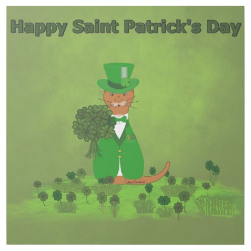 Oliver The Otter Picking Shamrocks_ Saint Patrick  Gallery Wrap