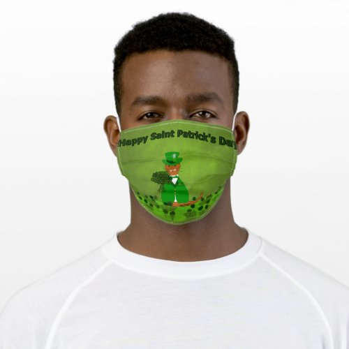 Oliver The Otter Picking Shamrocks_ Saint Patricks Adult Cloth Face Mask