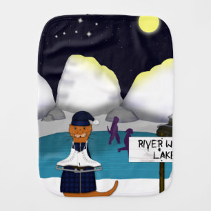 Oliver The Otter Skates at River Baby Burp Cloth