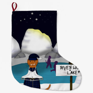Oliver The Otter Skates at River Large Christmas Stocking