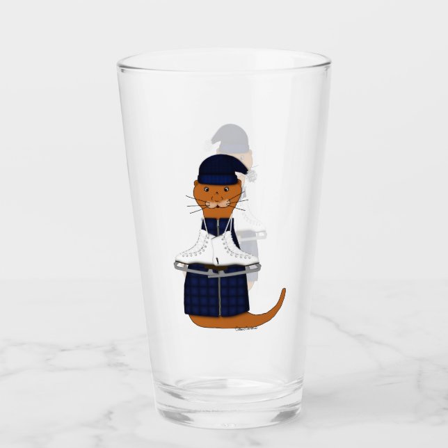 Oliver The Otter Skates Glass (Front)