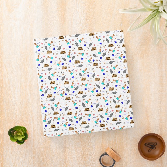 Oliver The Otter Summer Beach Vacation Pattern 3 Ring Binder (In Situ)