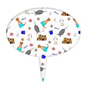 Oliver The Otter Summer Beach Vacation Pattern Cake Topper