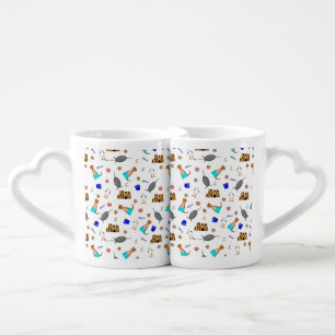 Oliver The Otter Summer Beach Vacation Pattern Coffee Mug Set