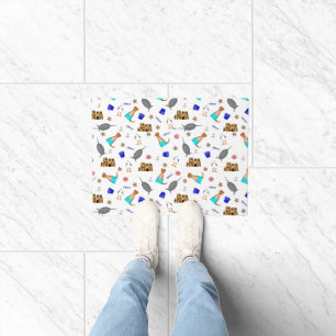 Oliver The Otter Summer Beach Vacation Pattern Doormat
