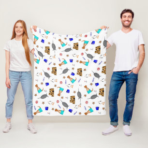 Oliver The Otter Summer Beach Vacation Pattern Fleece Blanket