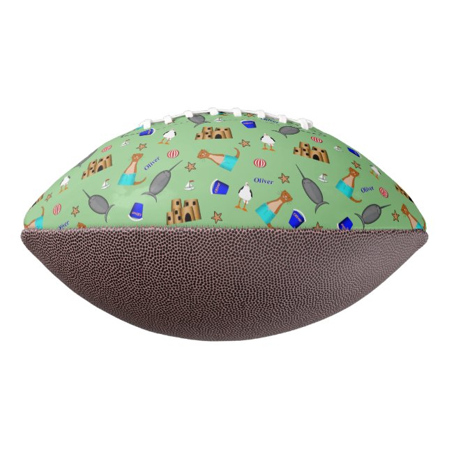 Oliver The Otter Summer Beach Vacation Pattern Football (Rotated 90)