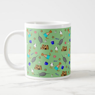 Oliver The Otter Summer Beach Vacation Pattern Giant Coffee Mug