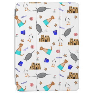 Oliver The Otter Summer Beach Vacation Pattern iPad Air Cover