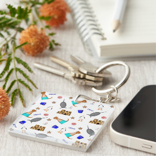 Oliver The Otter Summer Beach Vacation Pattern Keychain