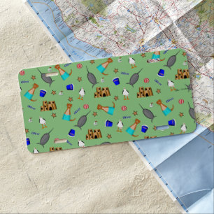 Oliver The Otter Summer Beach Vacation Pattern License Plate