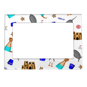 Oliver The Otter Summer Beach Vacation Pattern Magnetic Frame