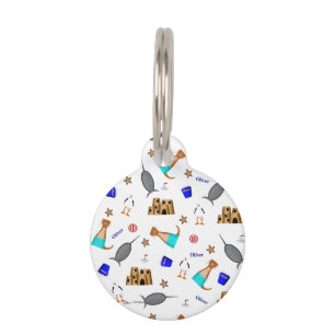 Oliver The Otter Summer Beach Vacation Pattern Pet ID Tag
