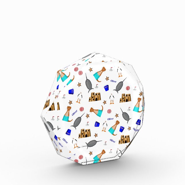 Oliver The Otter Summer Beach Vacation Pattern Photo Block (Left)