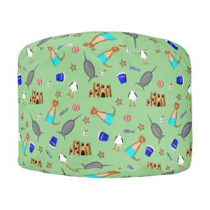 Oliver The Otter Summer Beach Vacation Pattern Pouf