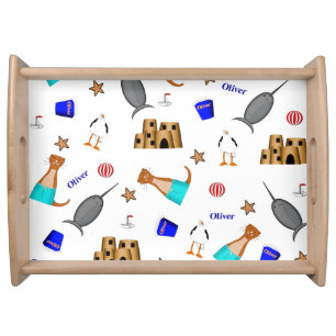 Oliver The Otter Summer Beach Vacation Pattern Serving Tray