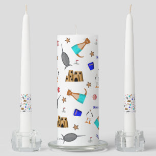 Oliver The Otter Summer Beach Vacation Pattern Unity Candle Set