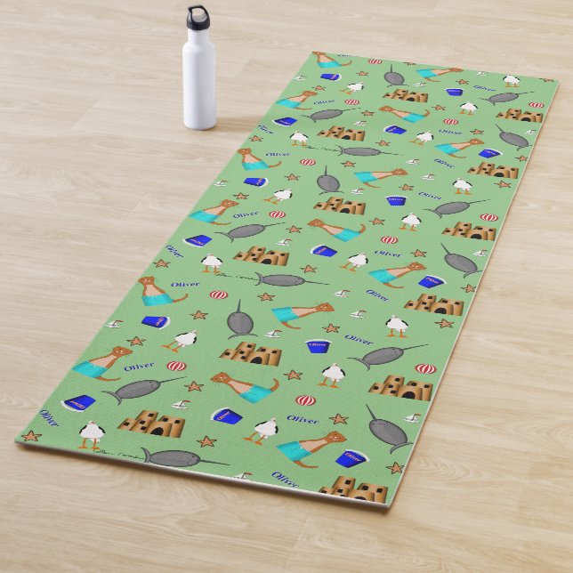 Oliver The Otter Summer Beach Vacation Pattern Yoga Mat (In Situ)