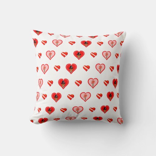 Oliver The Otter Valentines Day Pattern Throw Pillow