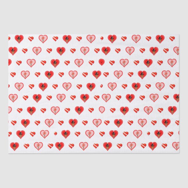 Oliver The Otter Valentine's Day Patternn Tissue Paper (Front)