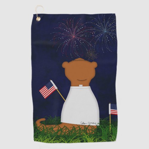 Oliver The Otter Watching Fireworks Golf Towel