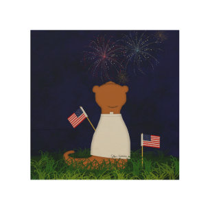 Oliver The Otter Watching Fireworks Throw Pillow Wood Wall Art