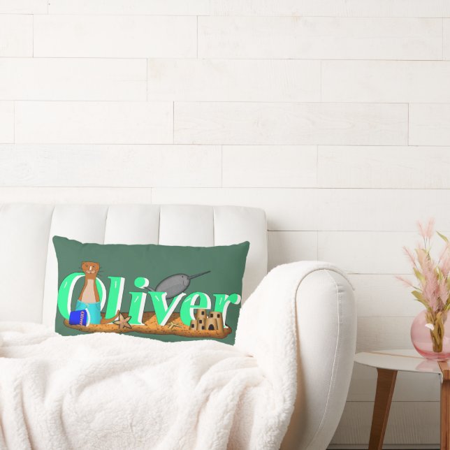 Oliver The Otter's at the Beach Lumbar Pillow (Couch)