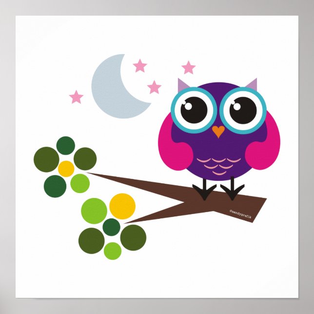 oliver the owl print kids room decor (Front)