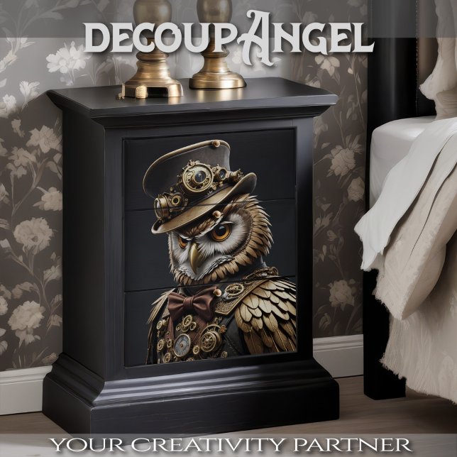 Oliver the Steampunk Owl - Decoupage -  Tissue Paper (Creator Uploaded)