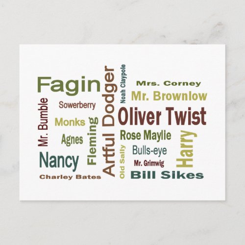 Oliver Twist Characters Postcard