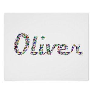 Oliver Typography with Colorful Pattern Design Poster