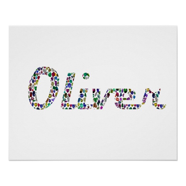 Oliver Typography with Colorful Pattern Design Poster (Front)
