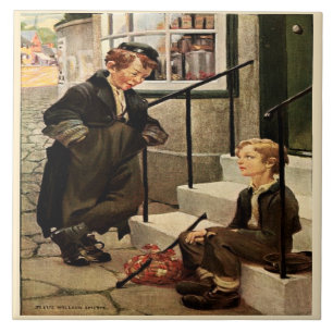 Oliver's First Meeting Jessie Willcox Dickens Ceramic Tile