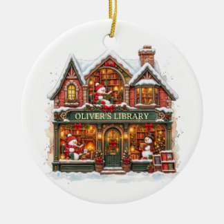 Olivers Library Christmas Bookshop 2026 Ceramic Ornament