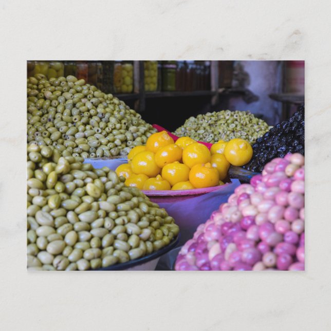 Olives And Lemon At Market Postcard (Front)