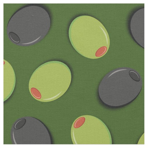 Olives Black and Green Cute Food Fabric