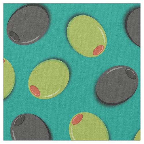 Olives Black and Green Cute Food Fabric