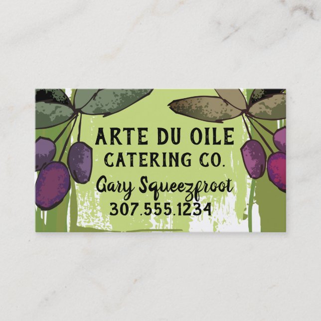 olives branch olive oil chef catering culinary bus business card (Front)