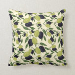 Olives Green Black White Branch Leaves pillow