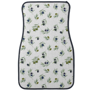 Olives Green Watercolor Botanical Chic Pattern Car Floor Mat
