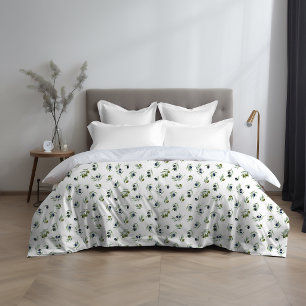 Olives Green Watercolor Botanical Chic Pattern Duvet Cover