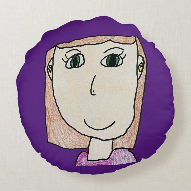 Olive's Personalized Kids Round Pillow (Back)