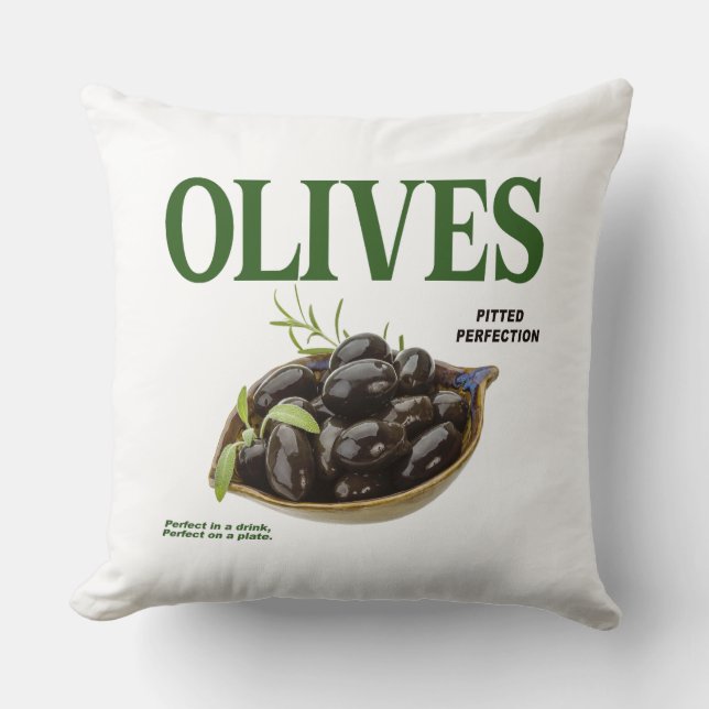 Olives Pitted Perfection Throw Pillow (Front)