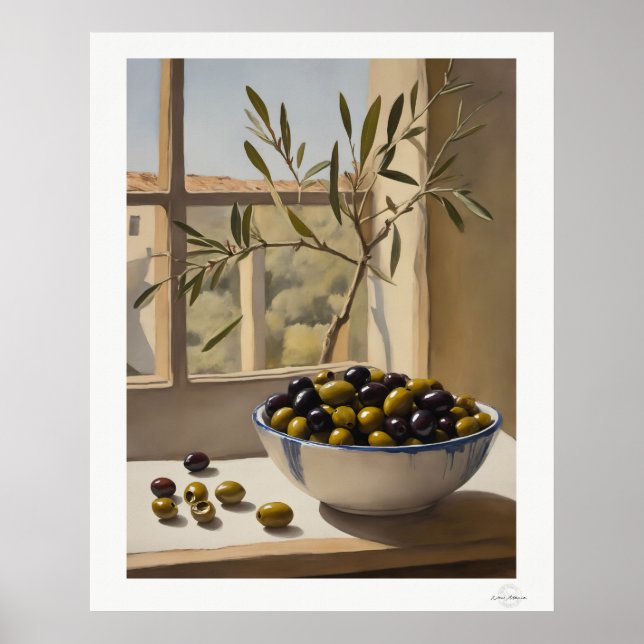 Olives Still Life by Window Poster (Front)