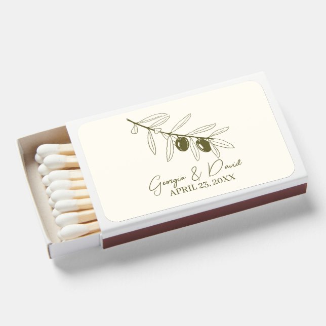 Olives Theme Wedding Matchbox Matchboxes (Front Open)