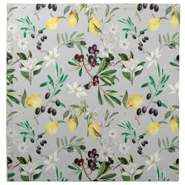 Olives,Tuscany ,flowers,Mediterranean,lemon  Cloth Napkin (Front)