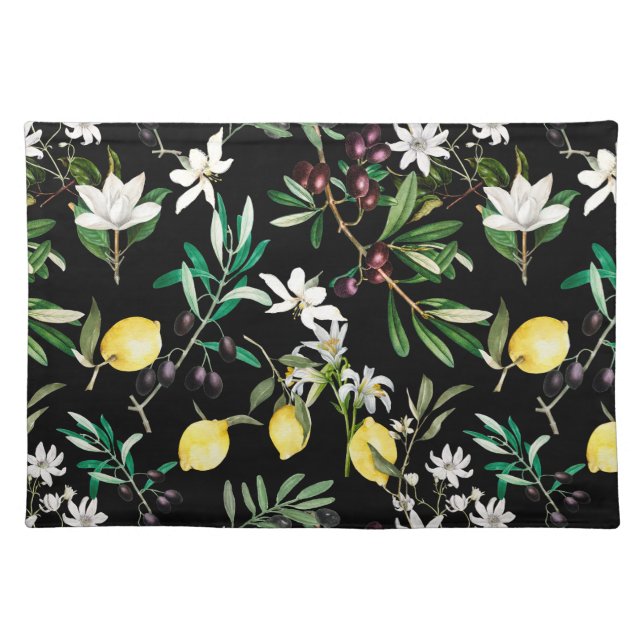 Olives,Tuscany ,flowers,Mediterranean,lemon   Cloth Placemat (Front)