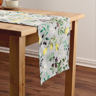 Olives,Tuscany ,flowers,Mediterranean,lemon Short Table Runner