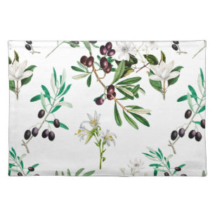 Olives,Tuscany ,flowers,Mediterranean,summer Cloth Placemat